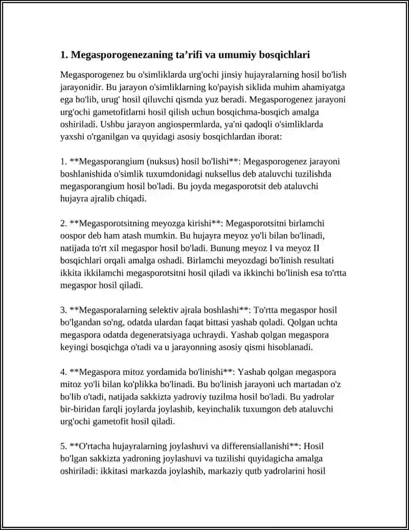 MEGASPORAGENEZ VA URG'OCHI GAMETALARNI RIVOJLANISHI 3