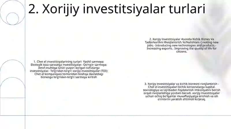 Xorijiy Investitsiyalar Asosida Kichik Biznes Va Tadbirkorlikni Rivojlantirish Yo‘Nalishlari 3