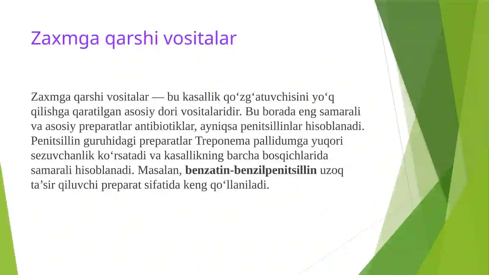Zaxmga qarshi vositalar, regenerantlar va reparantlar 3