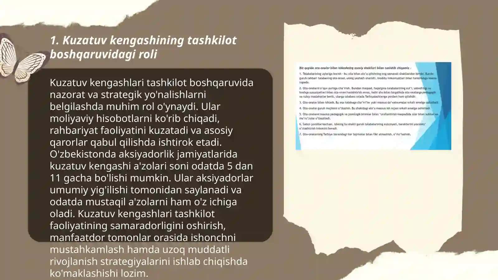 Kuzatuv kengashining tashkilot faoliyatidagi o'rni va hamkorlik ishlaridan kutilayotgan natijalar 3