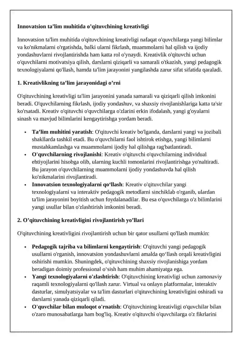 Innovatsion ta’lim muhitida o’qituvchining kreativligi 3