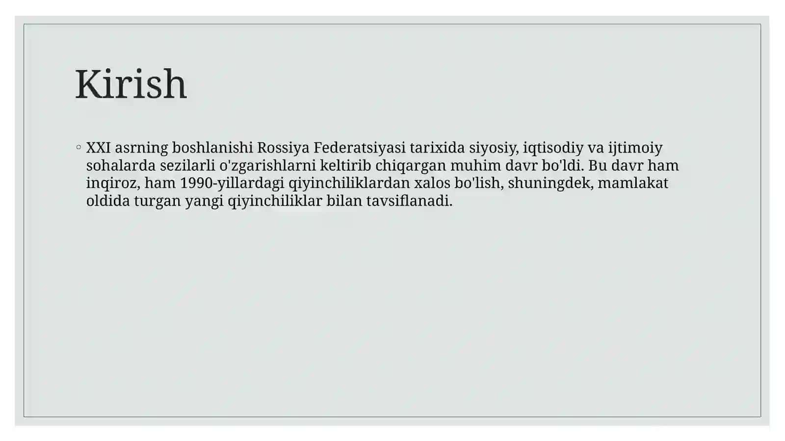 XXI asr boshlarida Rossiya 3