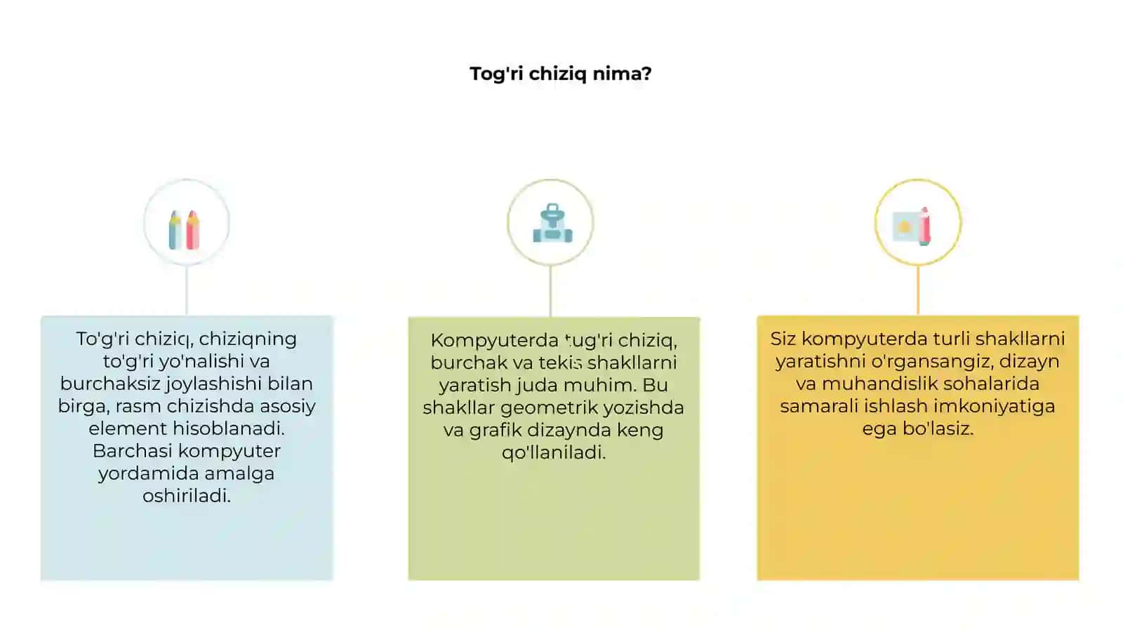 Kompyuterda tog'ri chiziq, burchak va tekis shakllarni yasash 3