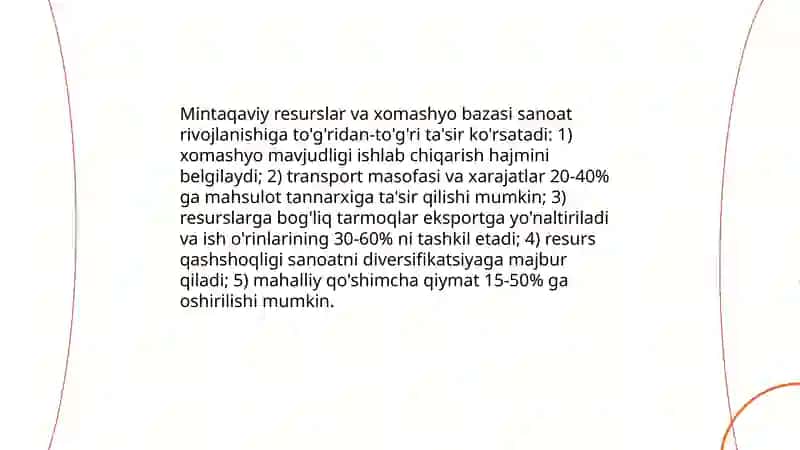 Mintaqalarda sanoat tarmog'ining rivojlanish xususiyatlari 3