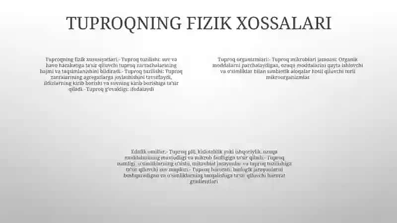 Tuproqga Organizmlarning Ekologik Tarqalishida Edafik Omillarning Roli 3