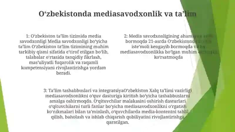 Oʻzbekiston TaʼLim Tizimida Media TaʼLimning OʻRni 3