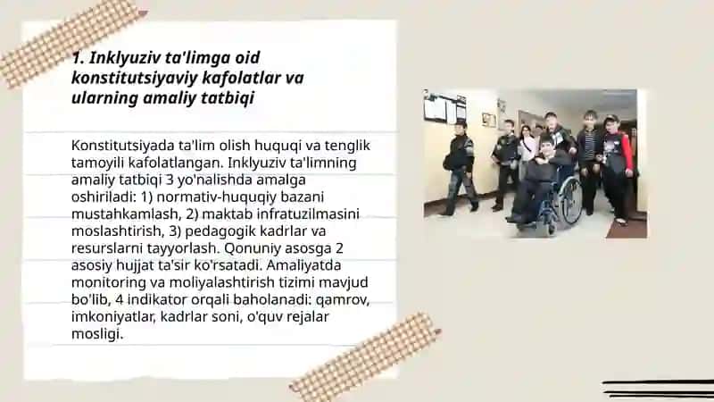 O'zbekistonda inklyuziv ta'limning me'yoriy-huquqiy bazasini tahlil qilish 3