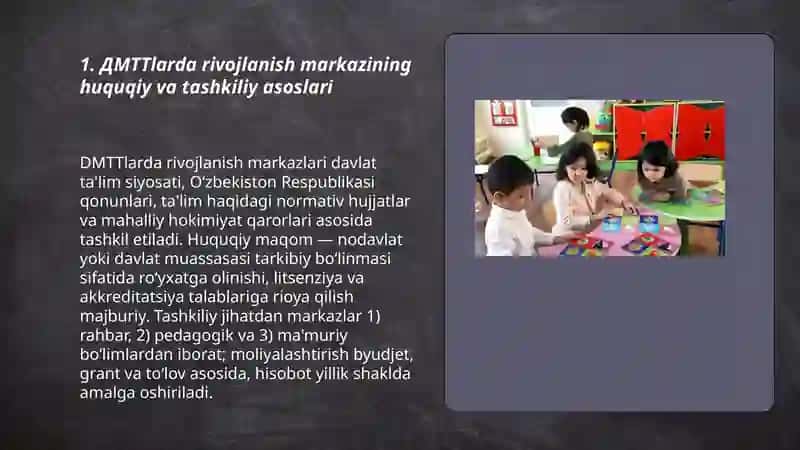 ДМТТ larda rivojlanish markazlarini tashkil etish 3