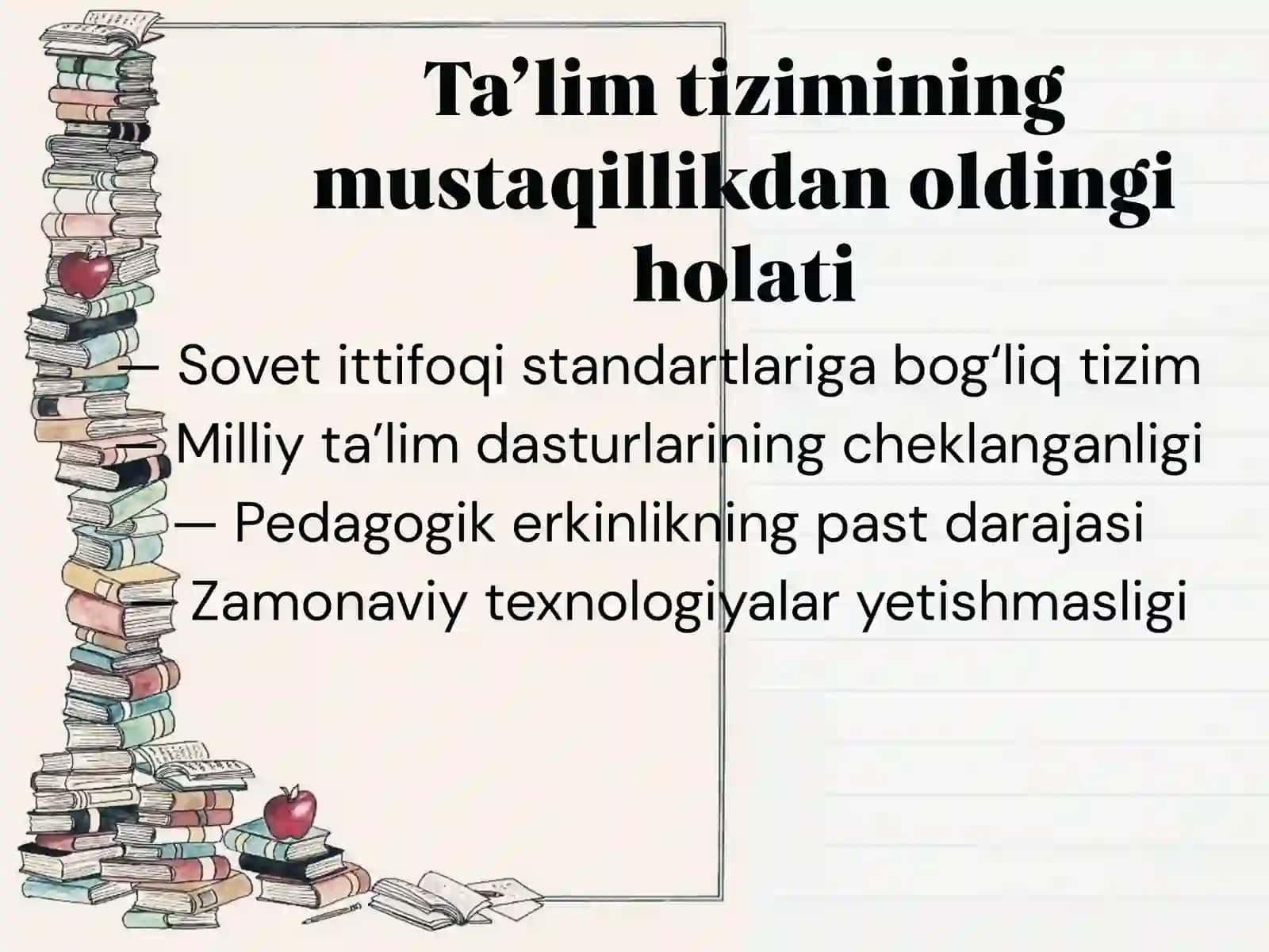 Mustaqillik yillarida O‘zbekiston ta’lim tizimi va pedagogika fanining rivojlanishi 3