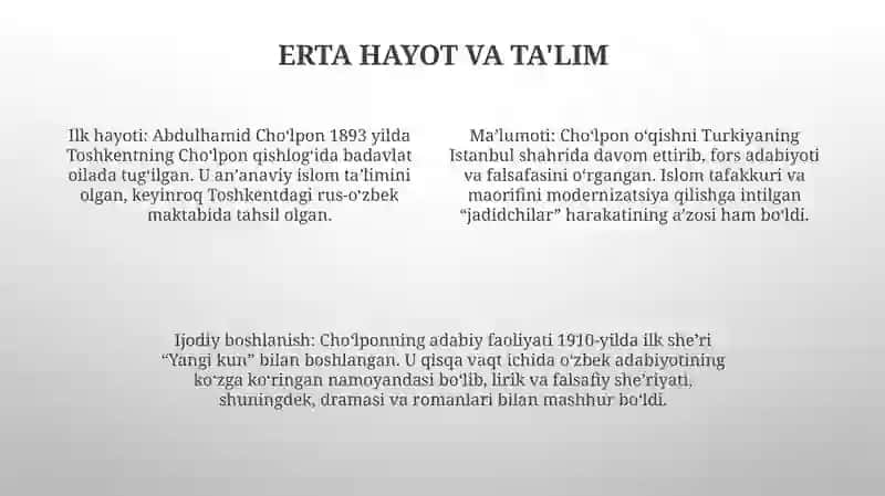 Abdulhamid ChoʻLpon Hayoti Va Ijodi 3