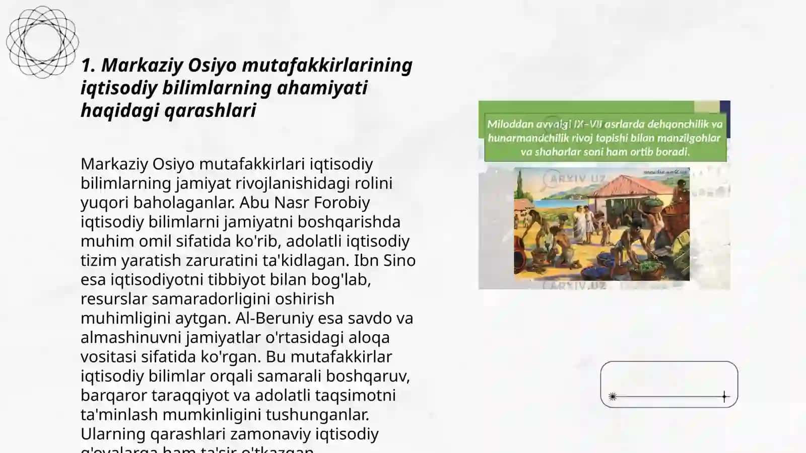 Markaziy Osiyo mutafakkirlarining iqtisodiy tarbiyaga oid qarashlari 3