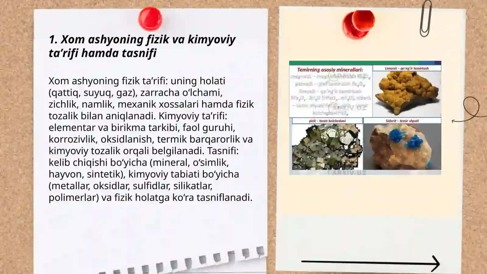 Xom ashyo materiallarining asosiy xossalari va kimyoviy tarkibi 3