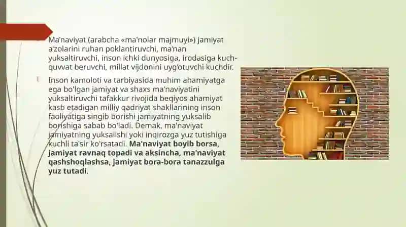 Ma’naviy hayotdagi o‘zgarishlar, madaniy taraqqiyot muammolari 3