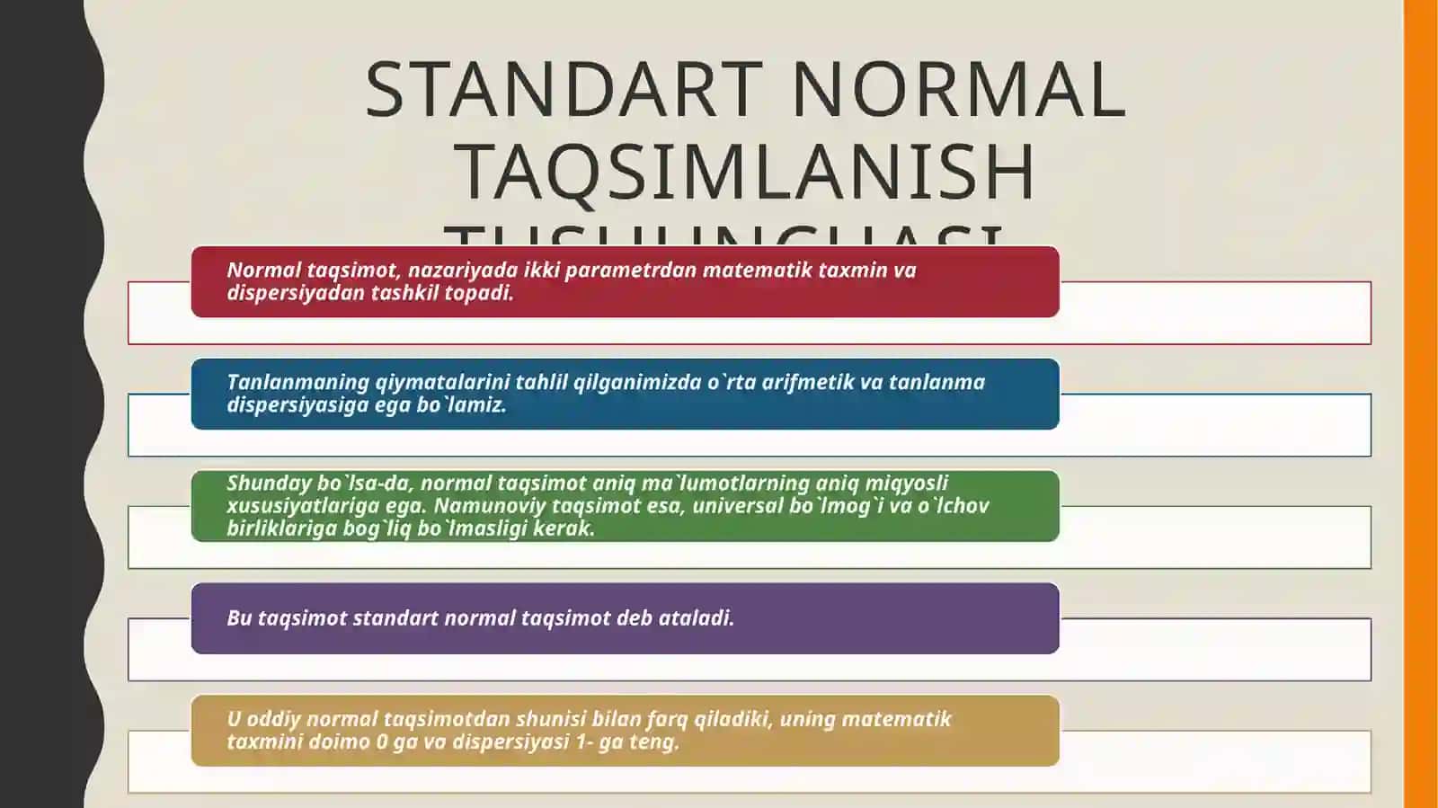 Normal taqsimlanish nazariyasining tadbiqiy jihatlari. 3
