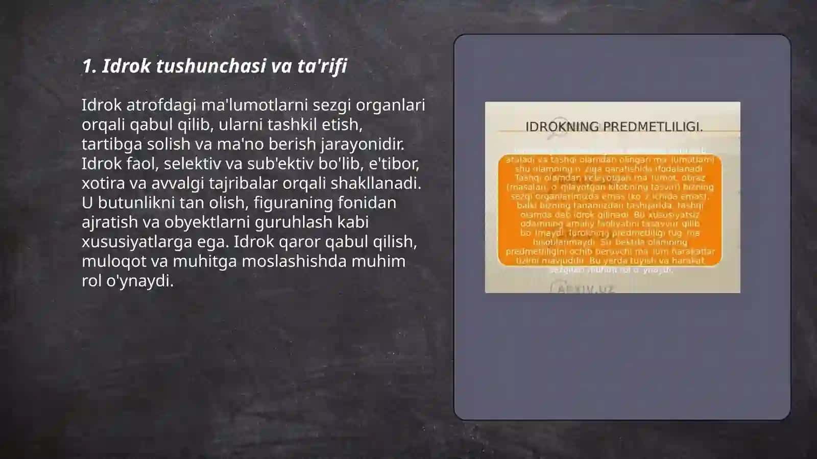 Idrok haqida tushuncha va uning xususiyatlari 3