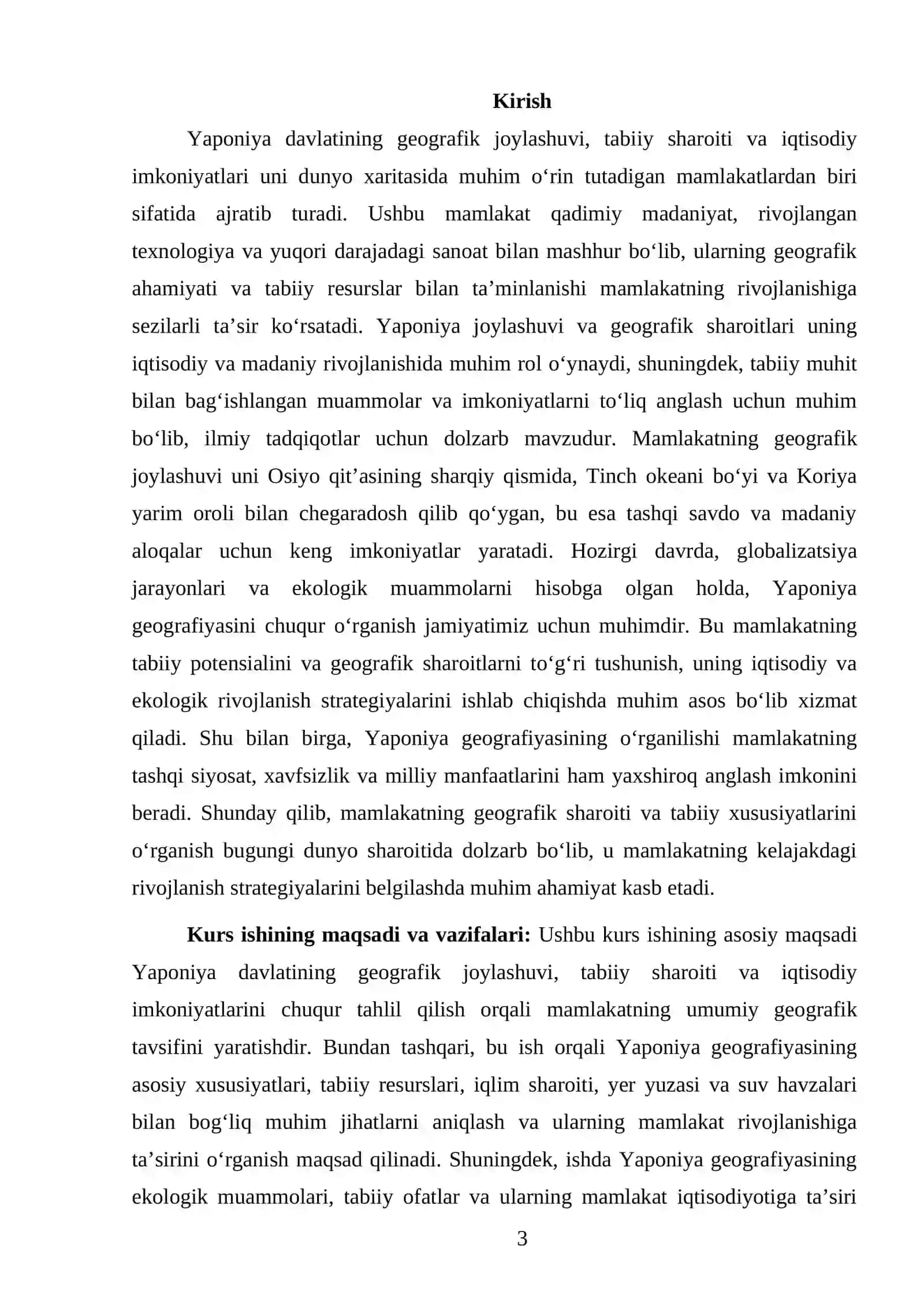 JAHON GEOGRAFIYASI FANIDAN TAYYORLAGAN KURS ISHI 3