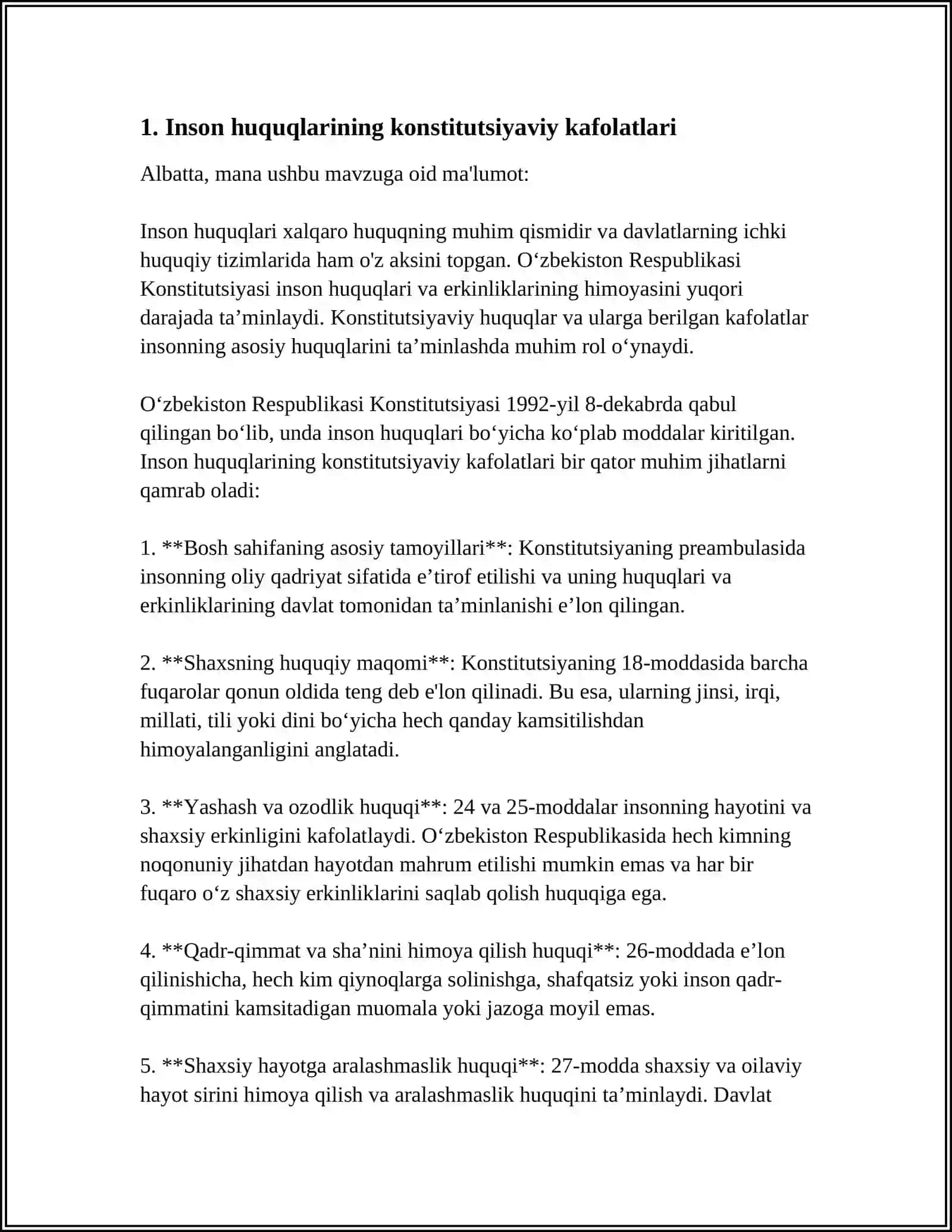 O'ZBEKISTONDA INSON XUQUQLARI VA ERKINLIKLARI KAFOLATINING YARALISHI 3