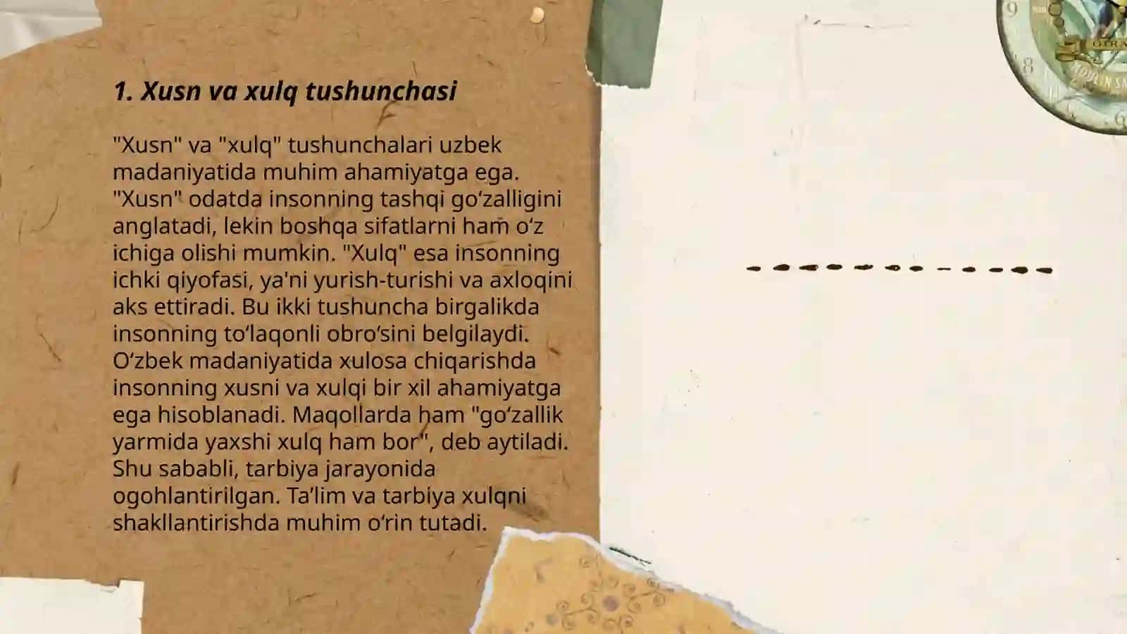 Tohir Malikning Xusni xulq kitobida ilgari surilgan gʻoyalar va ushbu asardan olgan tassurotlarim 3