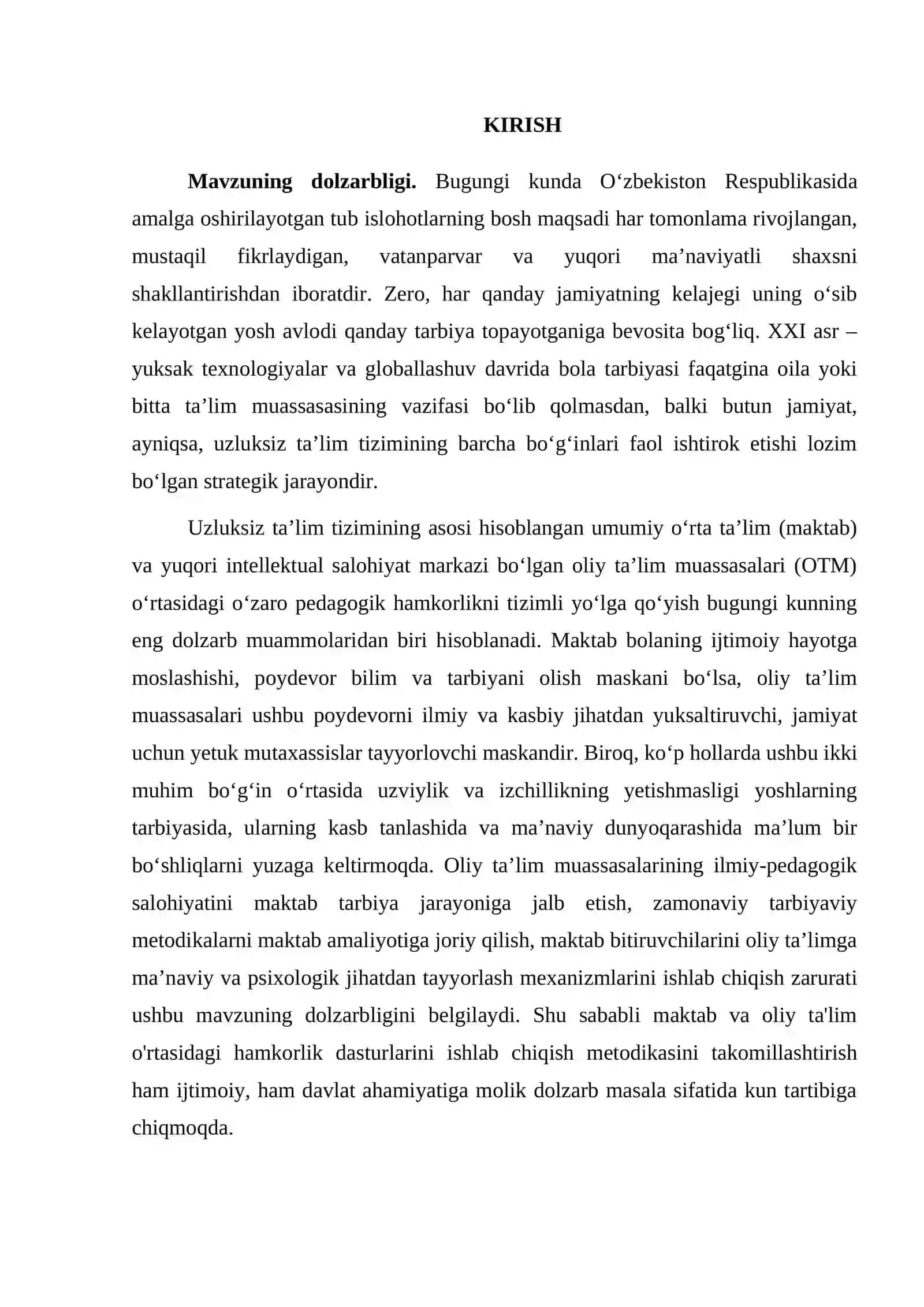 BOLA TARBIYASIDA MAKTAB VA OLIY TAʼLIMNING OʻZARO HAMKORLIGINI TASHKIL QILISH METODIKASI 3