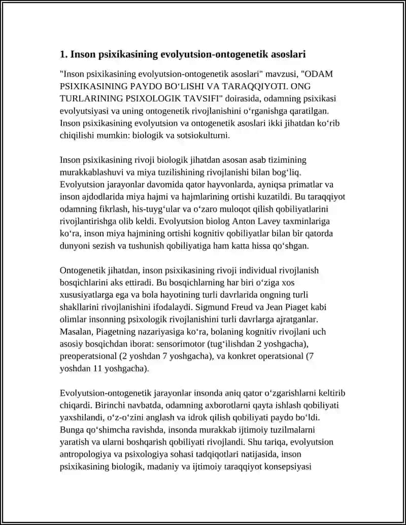 ODAM PSIXIKASINING PAYDO BO‘LISHI VA TARAQQIYOTI 3