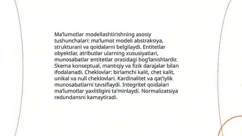 Maʼlumotlar bazasi qurilishda maʼlumotlar modellari 3