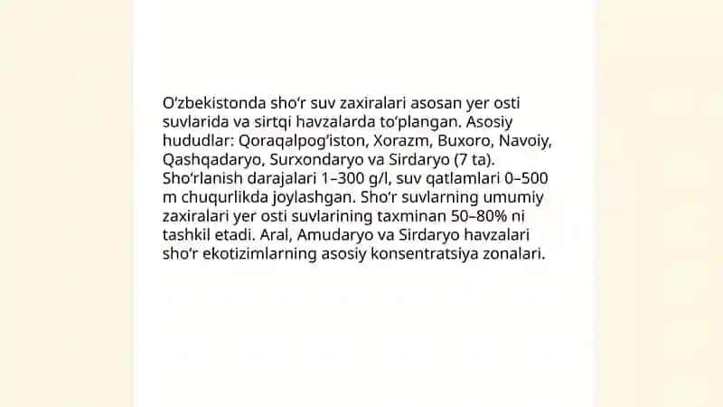Oʻzbekiston sharoitida shoʻr suvlarni chuchuklashtirish goʻyasini yaratish 3