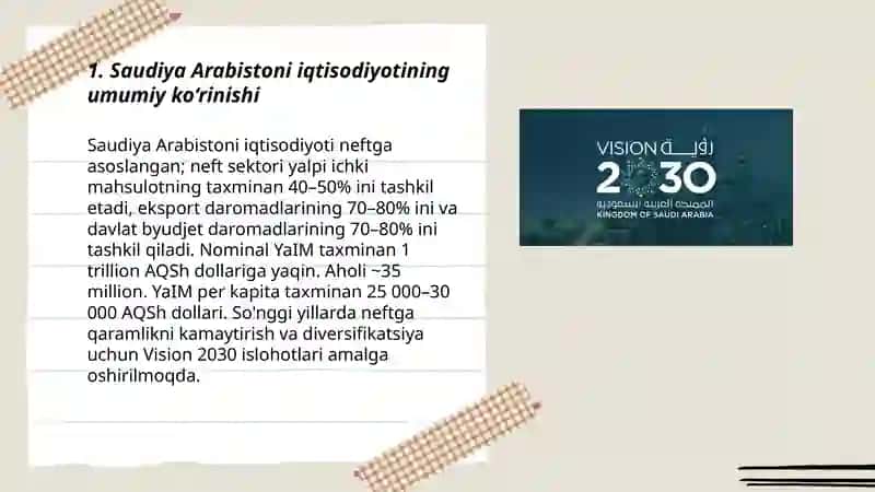 Saudiya Arabistoning iqtisodiyoti va "Saudi Version 2030" strategiyasi 3