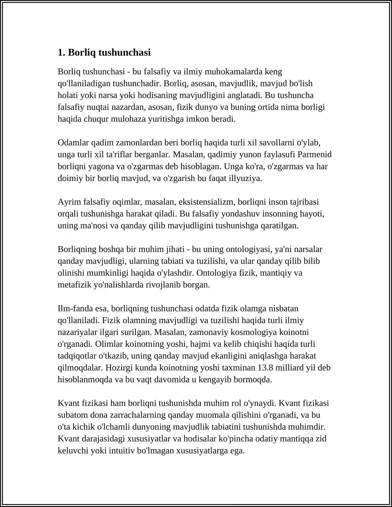 FALSAFA FUNKSIYALARI.ĞARB MUTAFAKKIRLARINING BORLIQ HAQIDAGI TAʼMINOTLARI 3
