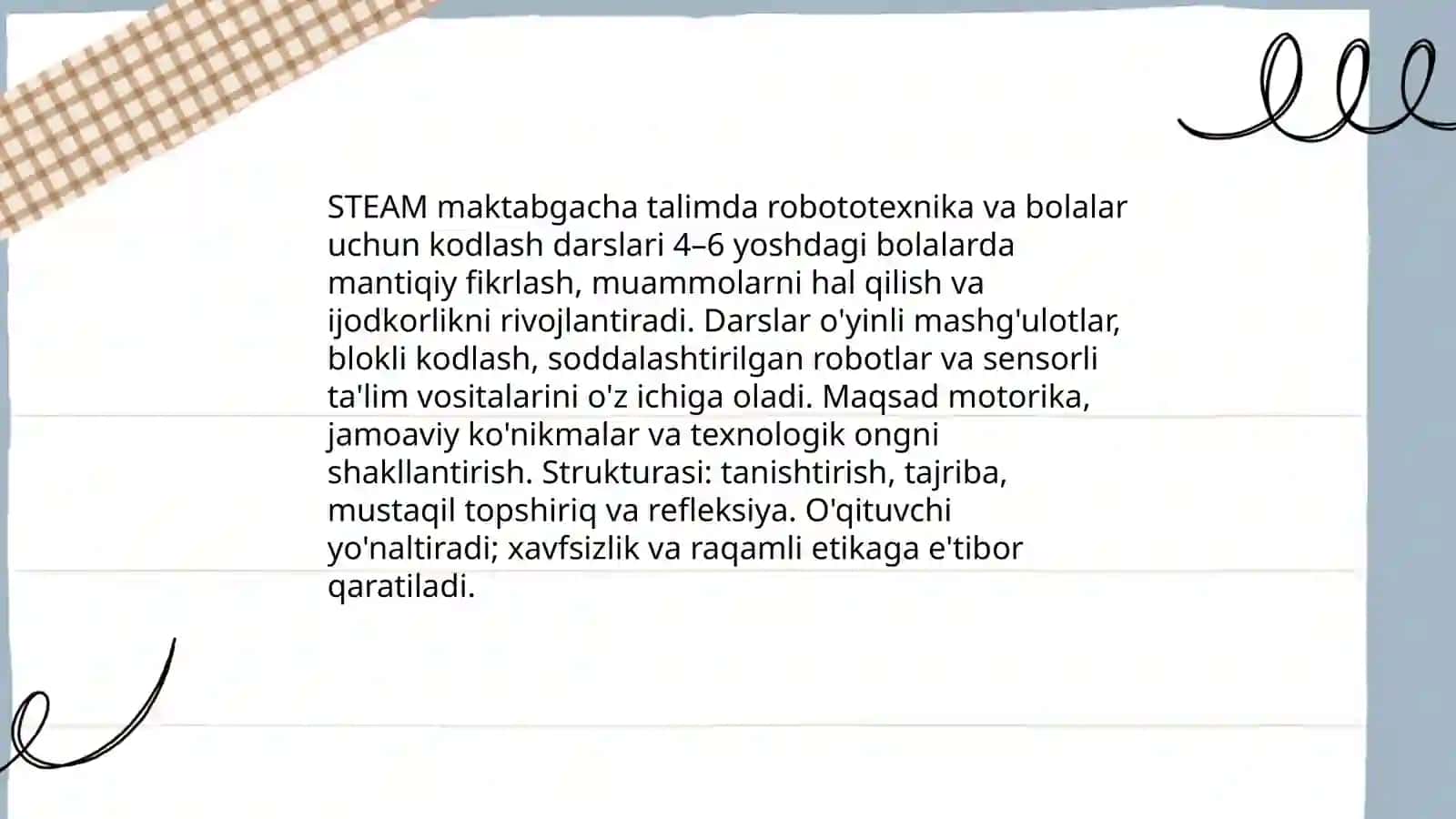 STEAM maktabgacha talimda robototexnika va bolalar uchun kodlash darslari 3