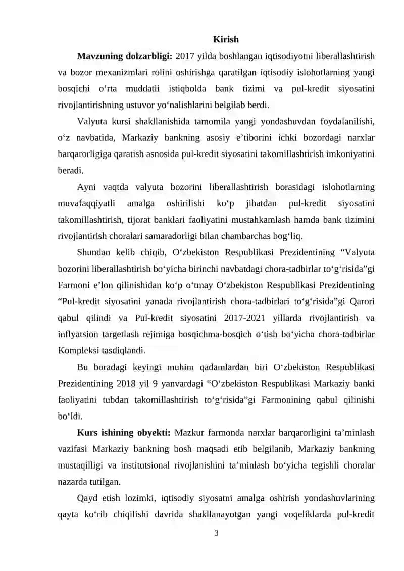 Pul kredit siyosati va ulardan foydalanish amaliyoti tahlili 3
