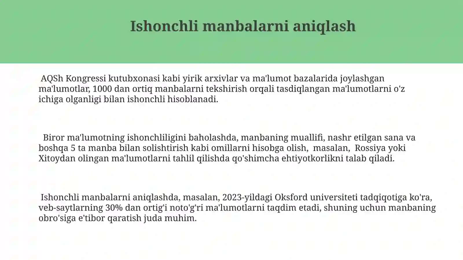 Axbarotni filtrlash va tekshirish ko'nikmalari 3