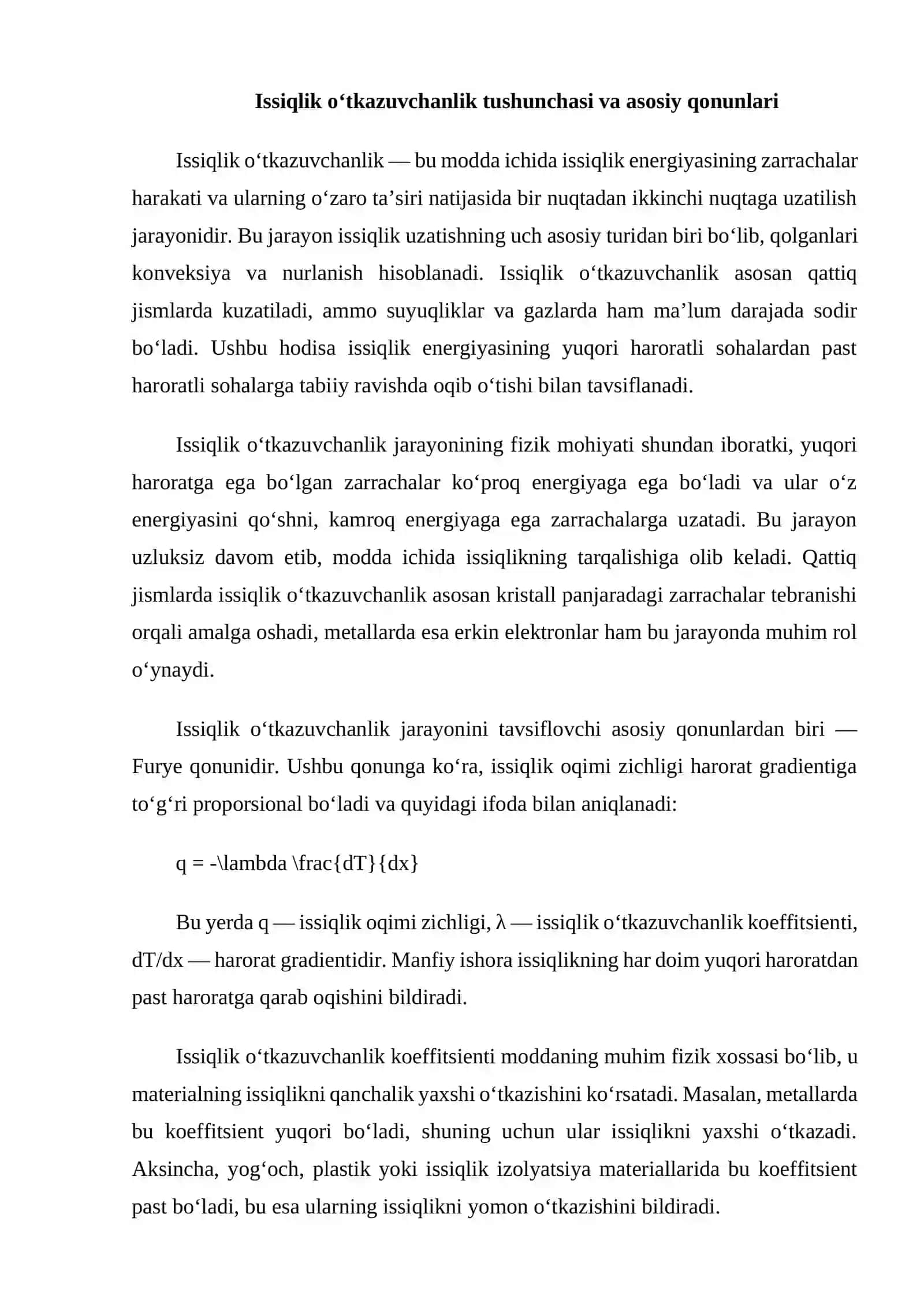 Ko‘p qatlamli yassi va silindrik devorning issiqlik o‘tkazuvchanligi 3