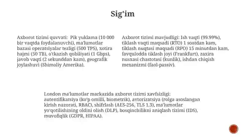 Axborot tizimlariga qoʻyilgan no funksional talablar 3