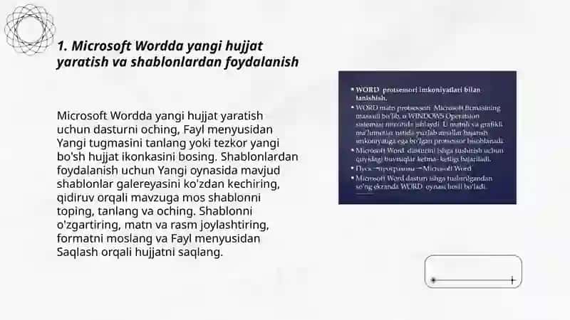 Microsoft Wordda hujjatlarni yaratish, formatlash, va tahrirlash 3