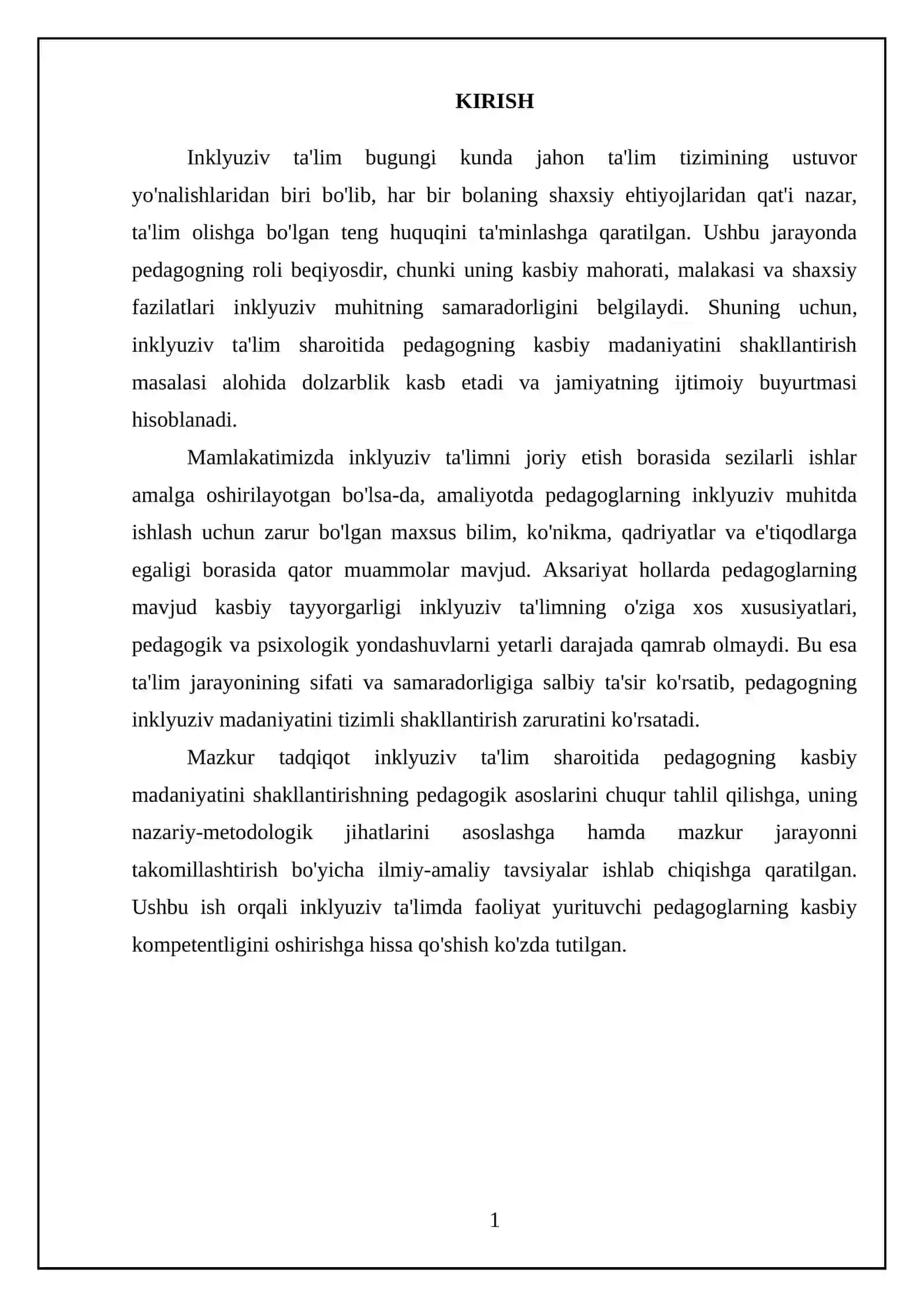 Mavzu: inklyuziv talimda pedagogning kasbiy madaniyatini shakllantrshning pedagogik asoslari 3