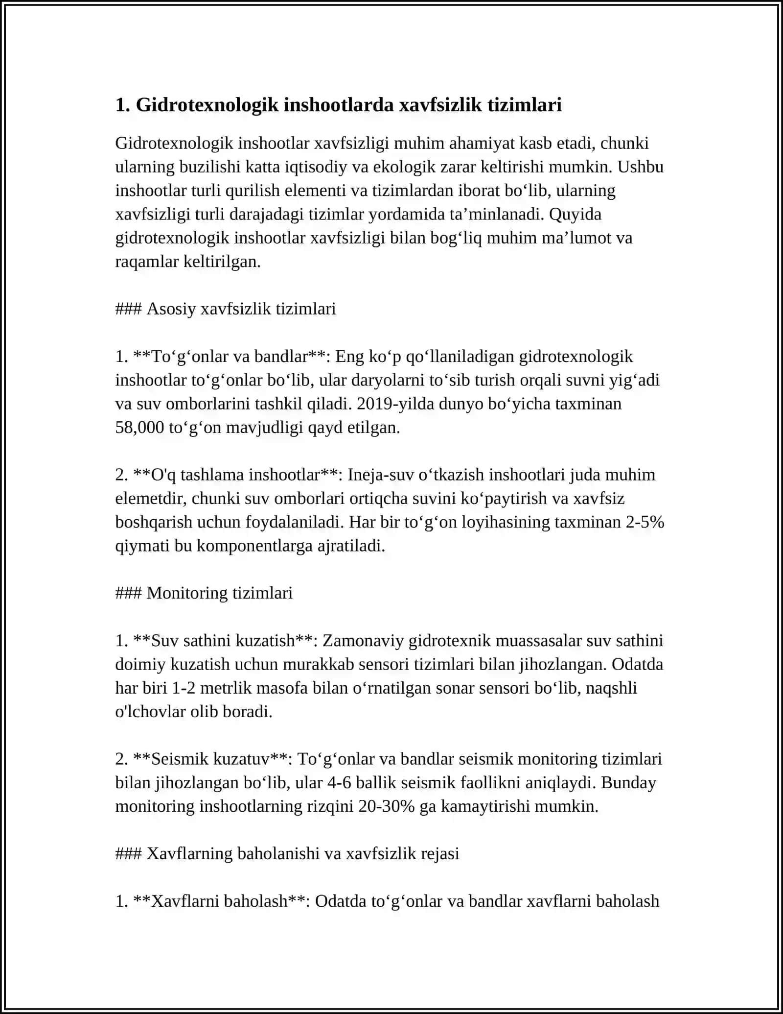 GIDROTEXNIKA INSHOOTLARIDA BILAN BOG‘LIQ AVARIYALARNING OLDINI OLISH VA BARTARAF ETISHDA XORIJIY TAJRIBALAR 3