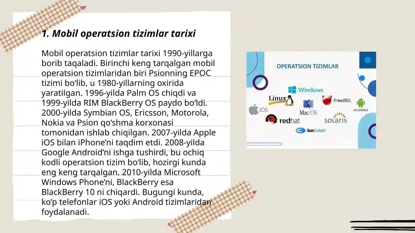 Mobil operatsion tizimlar tarixi 3