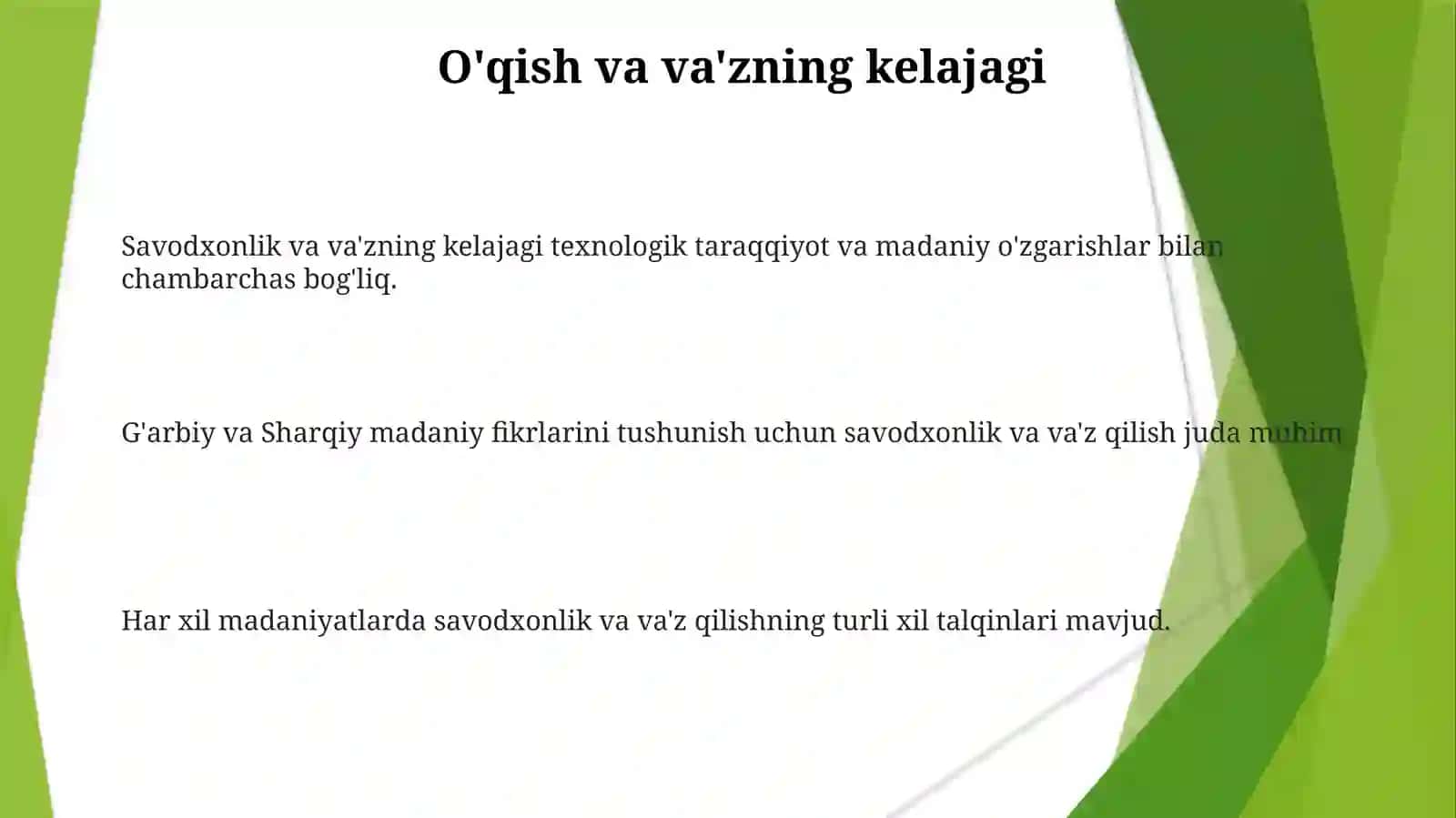 Savodxonlik va Va'z 3