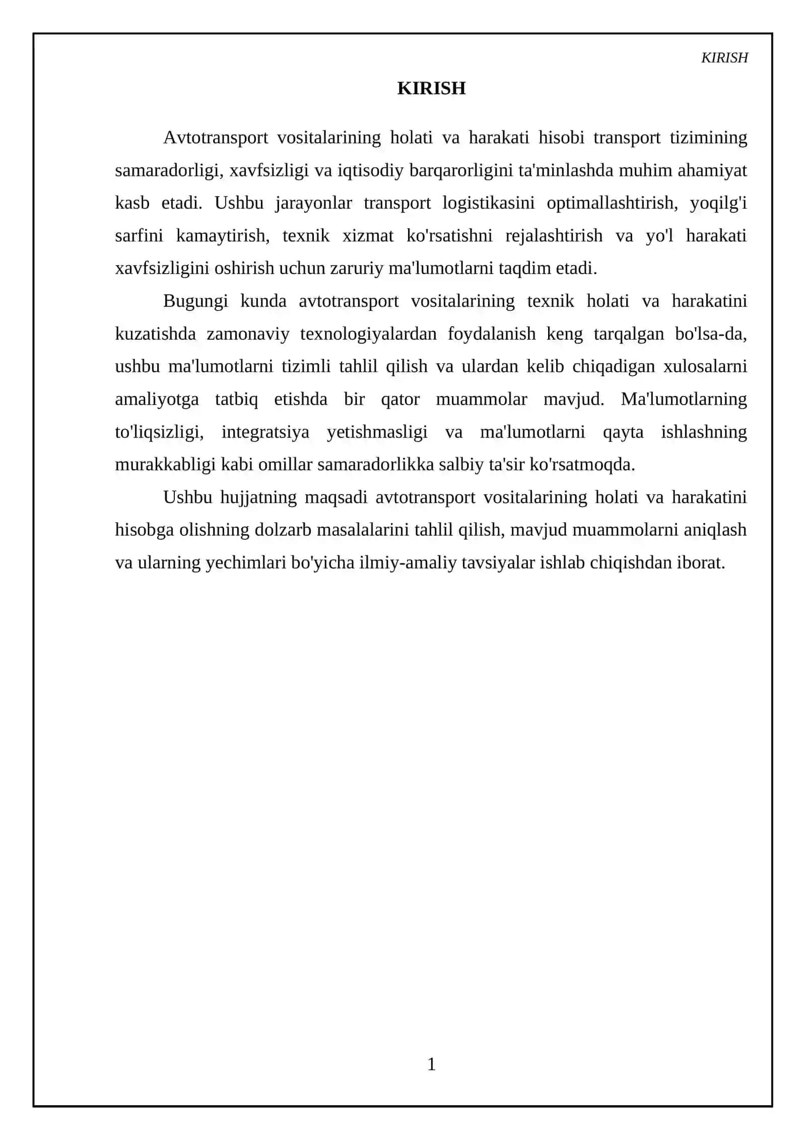 Avtotransport vositalarining holati va harakati hisobi 3