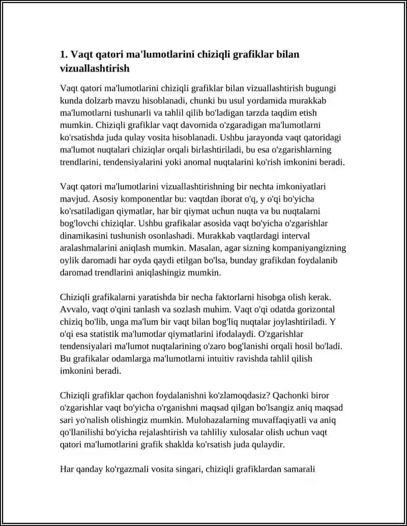 MUSTAQIL ISH Mavzu: VAQT QATORLARI MA'LUMOTLARINI VISUAL TAHLIL QILISH 3