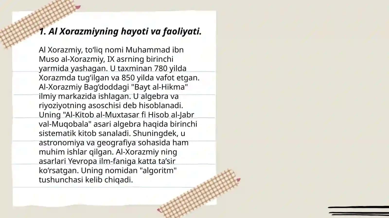 Al-Xorazmiyning didaktik gʻoyalari 3