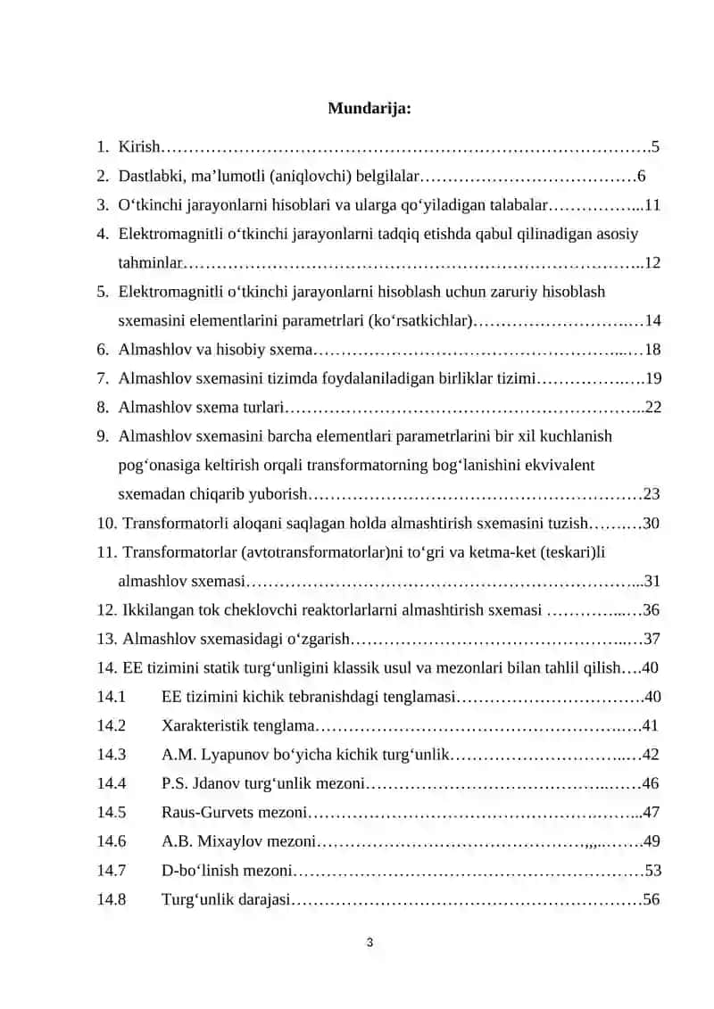 "OʻTKINCHI JARAYONLAR, OʻTA KUCHLANISH VA IZOLYATSIYA" 3