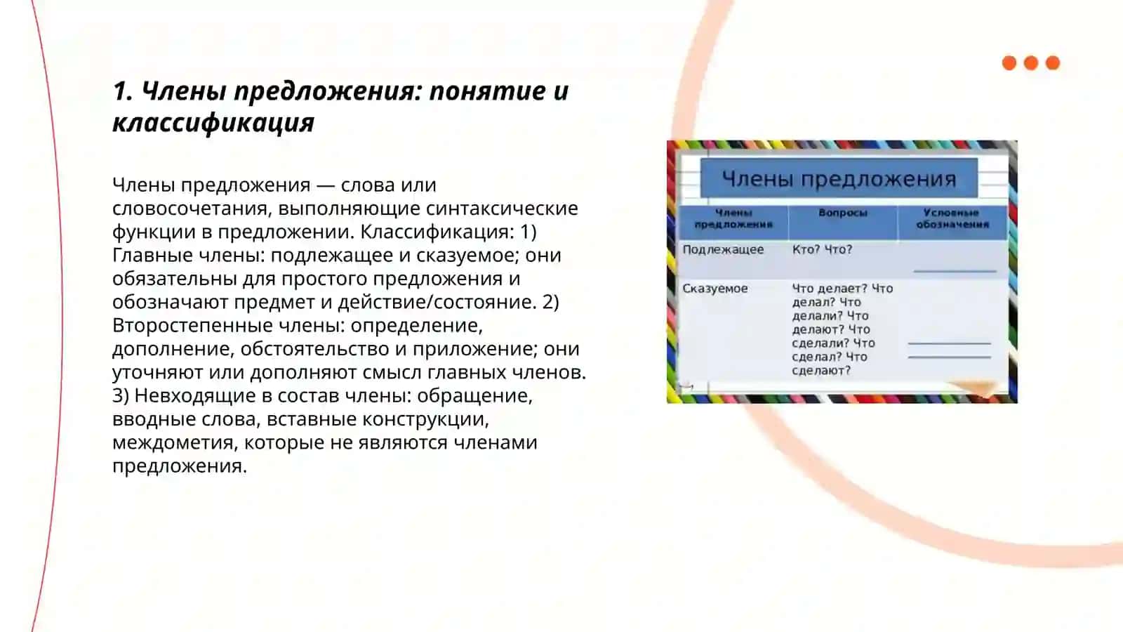 Члены предложения, Подлажащее и сказуемое и спасобы их выражения 3