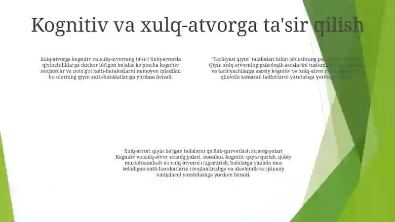 "Tarbiyasi Qiyin" OʻQuvchilar Bilan Ishlashning Psixologik Asoslari 3