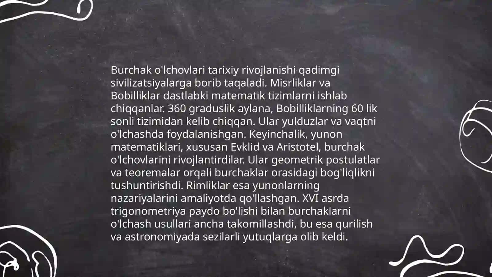 Burchak o‘lchovlari turlari va ularning qo‘llanilish sohasi 3