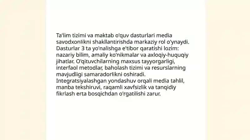 Markaziy Osiyoda media savodxonlik darajasiga ta'sir etuvchi omillar 3