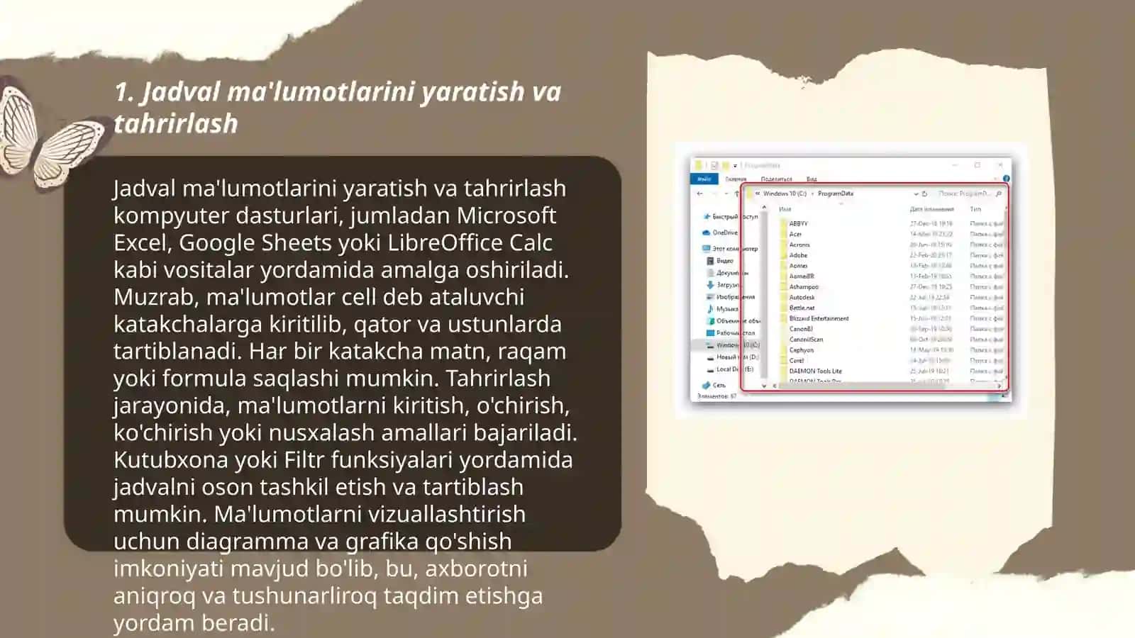 Jadval bilan ishlash dasturlari 3