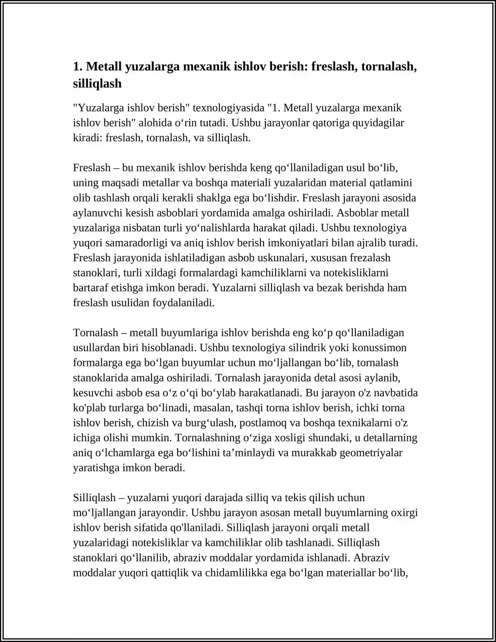Yuzalarga ishlov berish 3