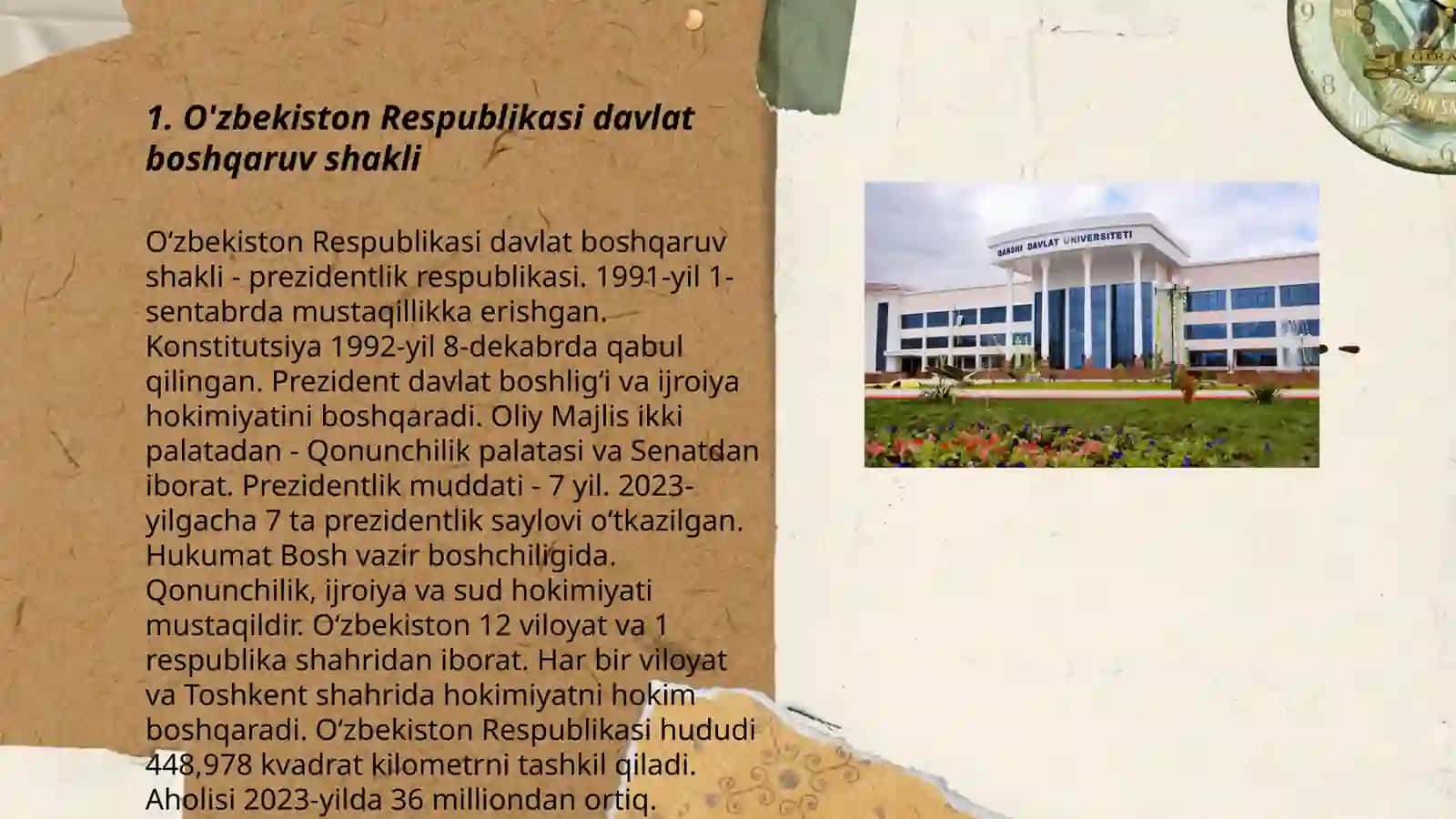 O'zbekiston Respublikasi davlat shaklining o'ziga xos xususiyatlari 3