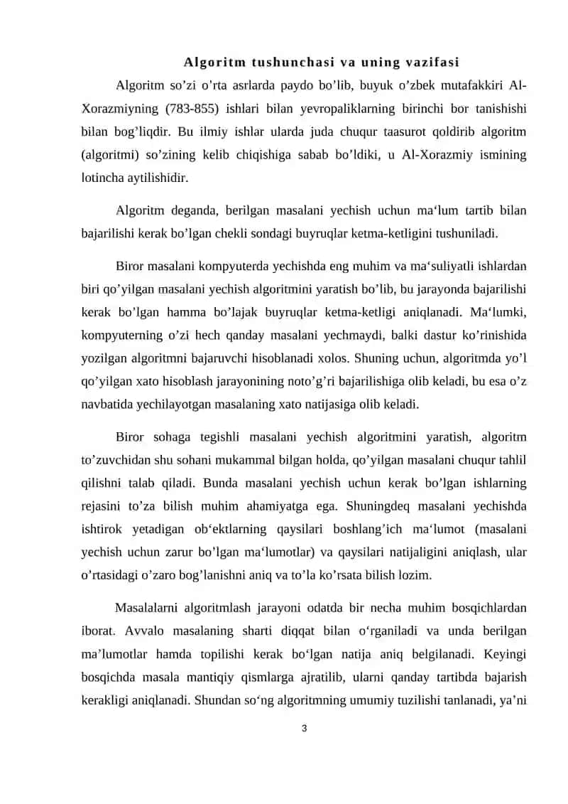 Masalalarni algoritmlash 3